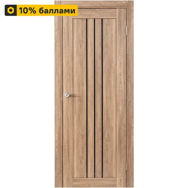 Дверь межкомнатная остекленная замком и петлями в комплекте Бергамо 90x200 см ПВХ цвет дуб европейский