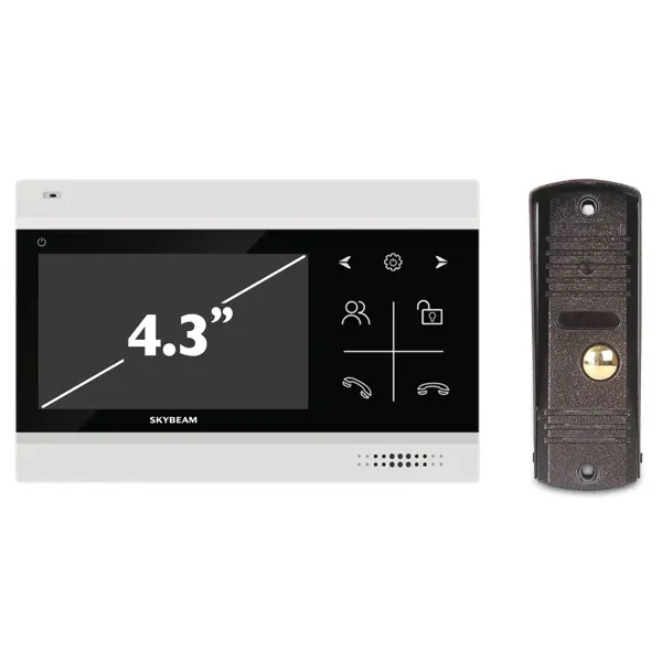 Комплект видеодомофона Skybeam 94403FA& 94201- 600TVLBL 4.3" цвет черный