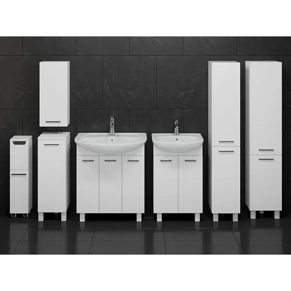 Пенал для ванной Мини П-М-30б напольный 180x30 см цвет белый