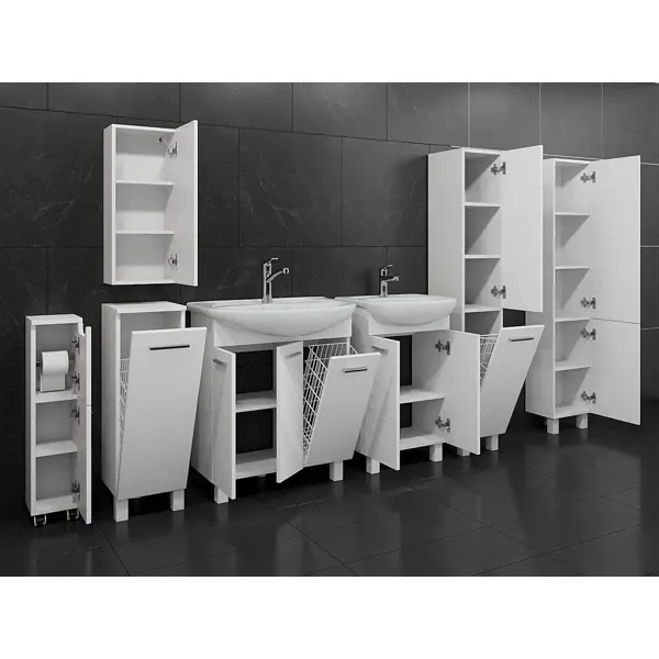 Пенал для ванной Мини П-М-30б напольный 180x30 см цвет белый