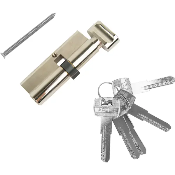 Цилиндр Apecs Pro 45x35 мм ключ/вертушка цвет никель