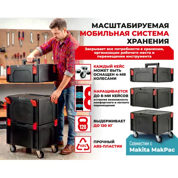 Ящик для инструментов Jettools Pro 395x295x670 мм, пластик 3 шт.