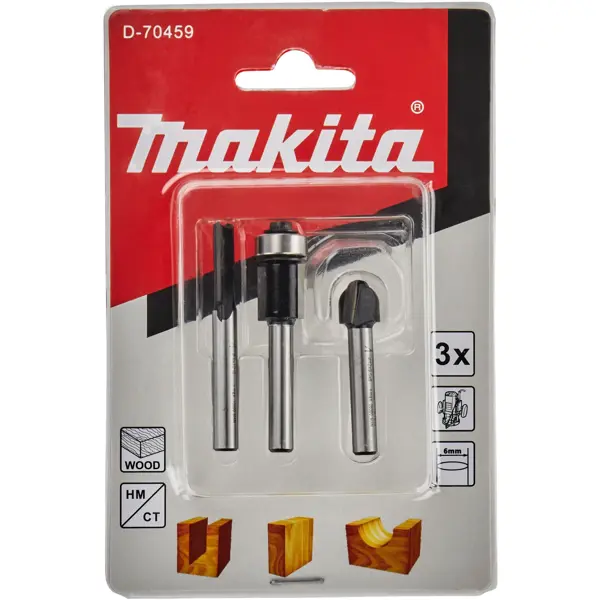 Набор фрез по дереву Makita D-70459 хвостовик 6 мм, 3 шт.