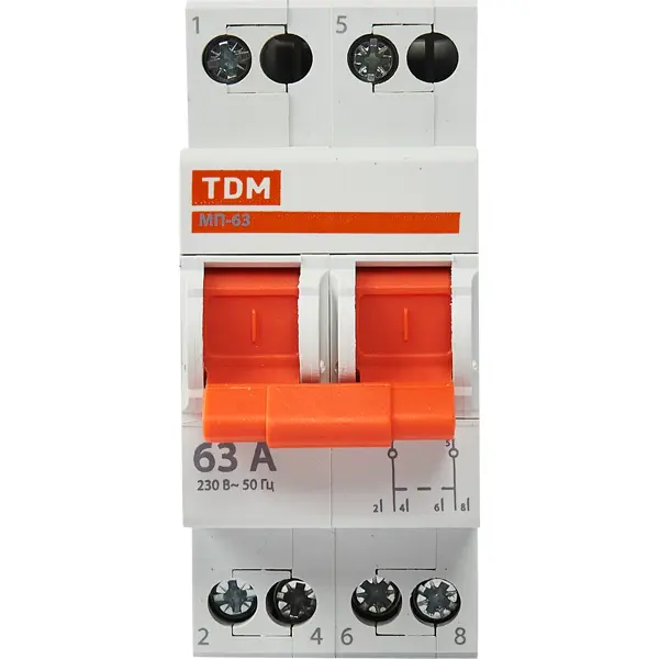 Выключатель нагрузки TDM Electric МП-63 2P 63 А трёхпозиционный