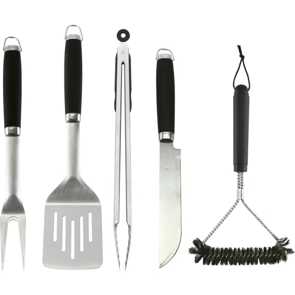 Набор для барбекю Naterial Beta нержавеющая сталь: щипцы, вилка, нож, лопатка, щетка для чистки