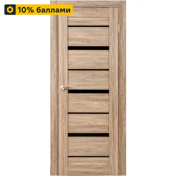 Дверь межкомнатная остекленная замком и петлями в комплекте Тренто 90x200 см ПВХ цвет дуб европейский