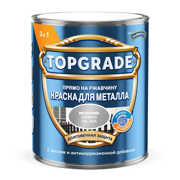 Грунт-эмаль по металлу 3 в 1 Topgrade гладкая цвет серебристый 0.75 л
