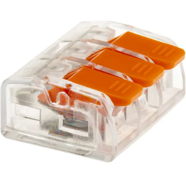 Клеммы соединительные монтажные с рычажком Duwi СМК 223-413 3-проводные 4мм² прозрачные 50 шт 26716 4