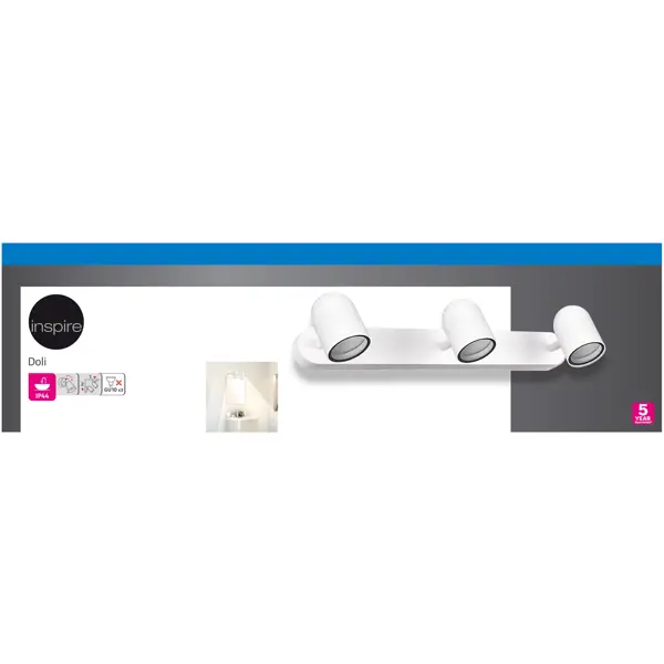 Спот поворотный Inspire Doli влагозащищенный 3 лампы GU10 цвет белый