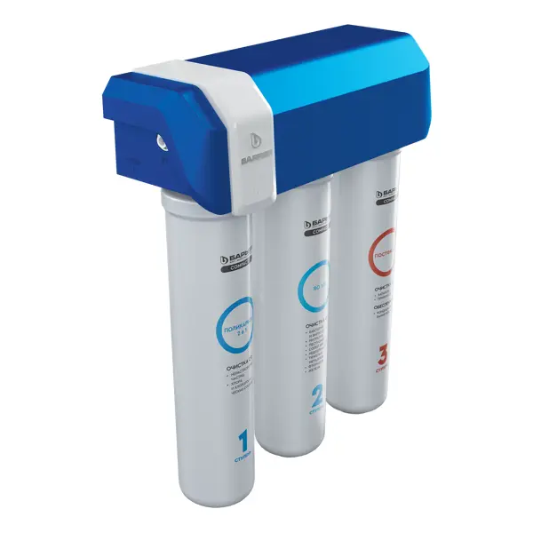 Система обратного осмоса Барьер Compact OSMO 100 быстросъемный 3 ступени бак 12 л кран в комплекте