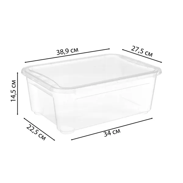 Ящик Кристалл 38.9x14.5x27.5 см 10 л пластик с крышкой цвет прозрачный