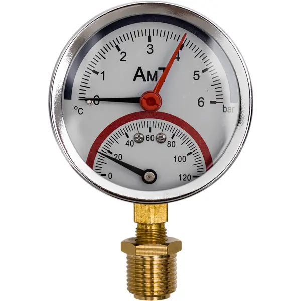 Термоманометр радиальный 120 С 0.6 Мпа 1/2" 70 мм