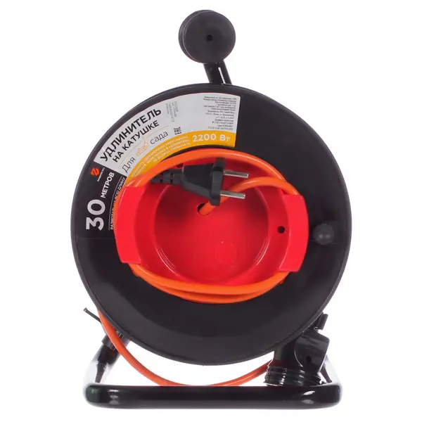 Удлинитель на катушке садовый Защита Про 1 розетка без заземления 2x1 мм 30 м цвет оранжевый/черный