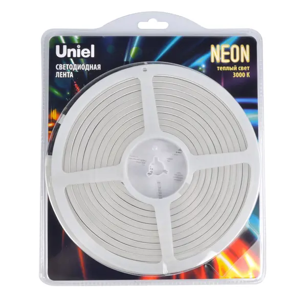 Светодиодная лента Uniel SMD2835 12В 6 мм 5м 9 Вт/м 120диод/м 60 лм/м IP67 3000 К теплый белый свет
