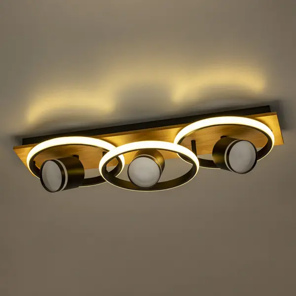 Люстра потолочная Falena 51443 9 с пультом управления 3 лампы 37 м² цвет черный/коричневый