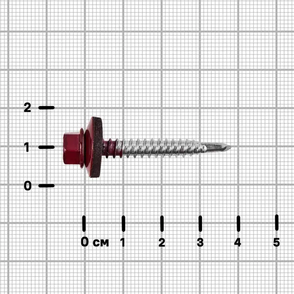 Саморезы кровельные по металлу Standers с пресс-шайбой RAL3005 5.5x38 6 шт.