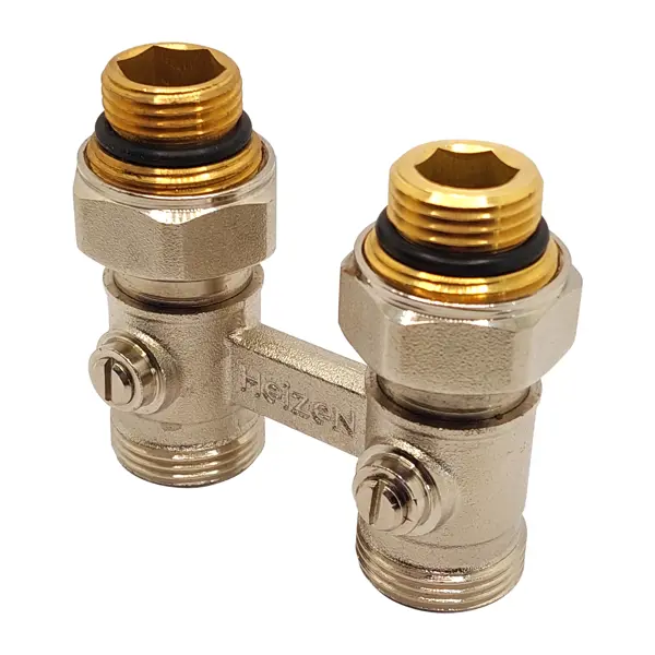 Узел нижнего подключения прямой Н-образный Heizen 3/4"x1/2" для панельных радиаторов латунь