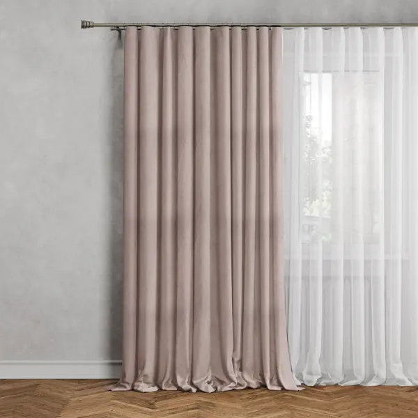 Штора на ленте 140x270 см цвет серо-коричневый