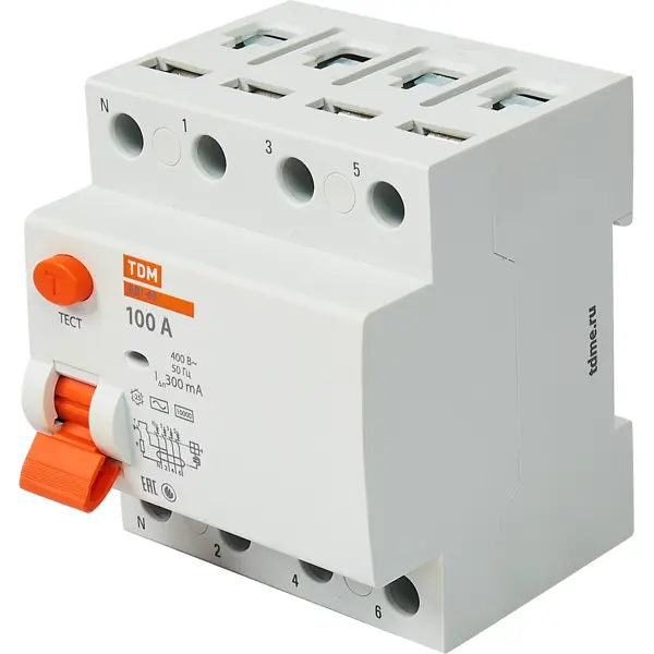 УЗО Tdm Electric ВД1-63 4P 100 A 300 мА 4.5 кА AC SQ0203-0049