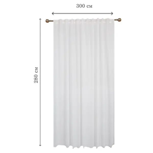 Тюль на ленте KREAFORTA Tonia 300x280 см белый