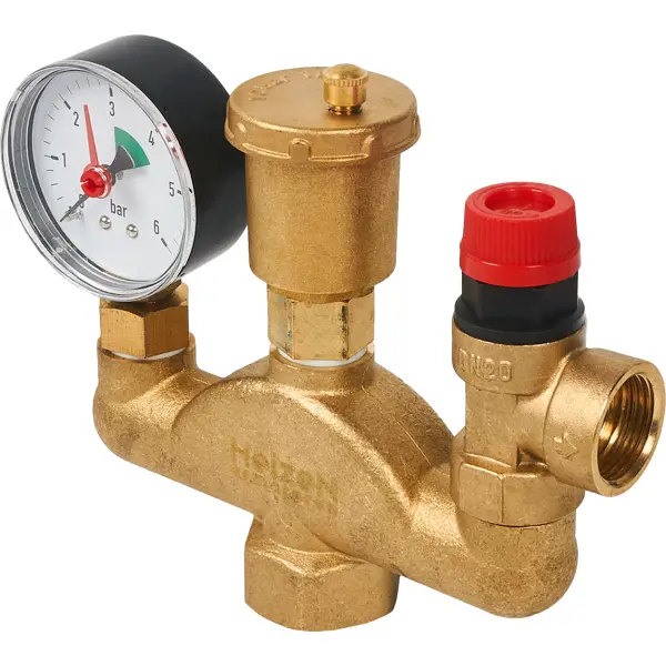 Группа безопасности Heizen 1" со сбросником 3/4" 3 бара латунь CW617N