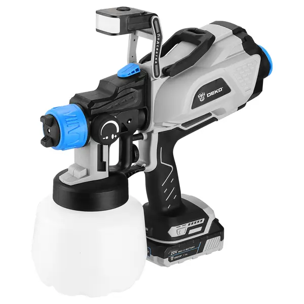 Краскопульт аккумуляторный Deko DSG20K2 Pro, 20 В Li-ion 2.3 Ач, 0.6 л/мин