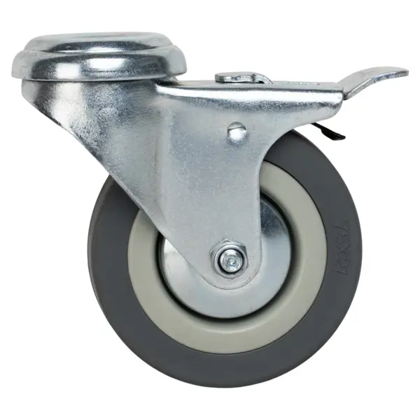 Колесо поворотное с тормозом 75 мм до 50 кг цвет серый