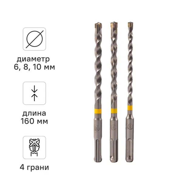 Набор буров по железобетону SDS Plus Rage Furious №2 567003, 3 шт.