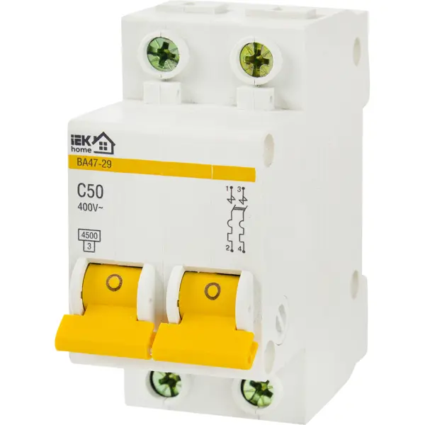 Автоматический выключатель IEK Home ВА47-29 1P N C50 А 4.5 кА