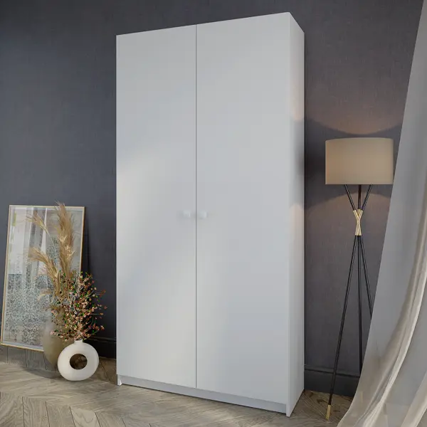 Шкаф распашной Турин Лайт с 2 дверями 100x200.6x37.2 см ЛДСП цвет белый