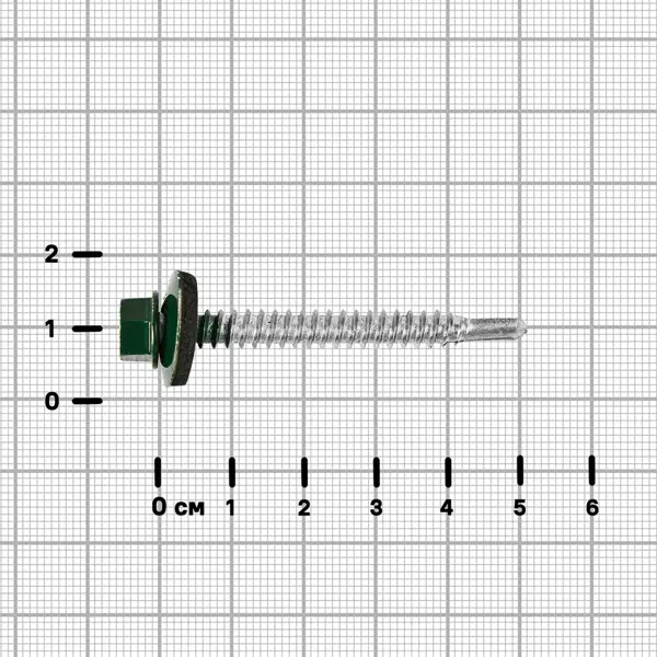Саморезы кровельные по металлу Standers с пресс-шайбой RAL6005 5.5x51 4 шт.