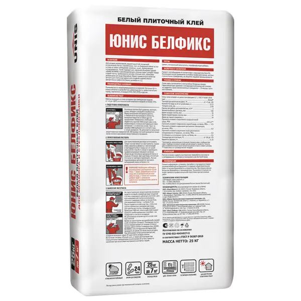 Клей для плитки и камня C1T Unis Белфикс 25 кг