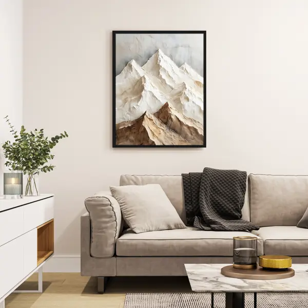 Картина в раме Postermarket Горы 3D 40x50 см цвет разноцветный