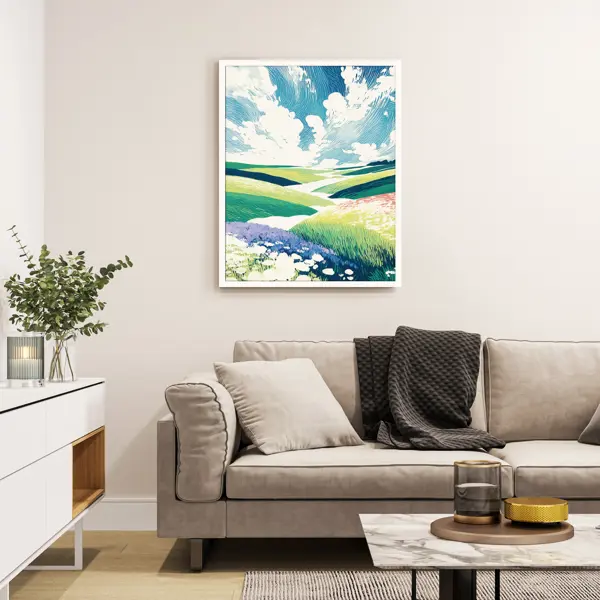 Картина в раме Postermarket Цветочное поле 40x50 см цвет разноцветный