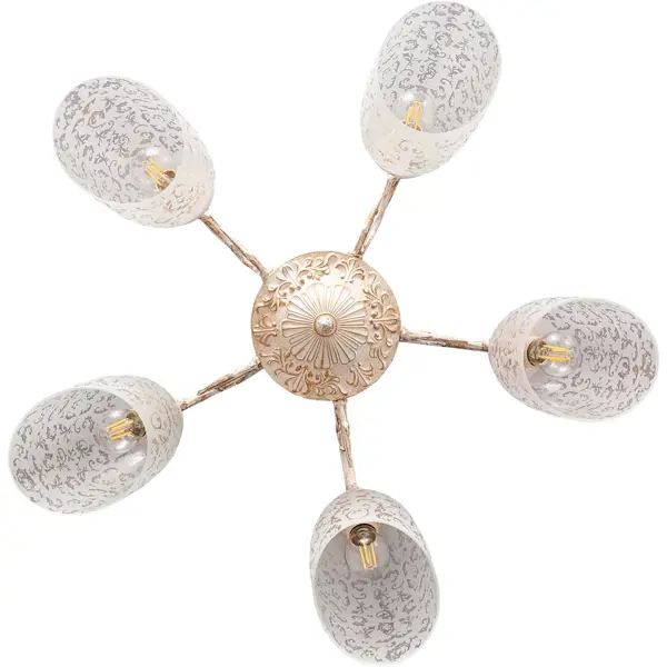 Люстра Eurosvet Ева 22010/5, 5 ламп, 25 м², цвет белый/золото