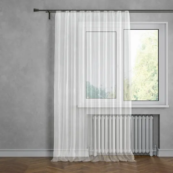 Тюль на ленте Inspire Polyone 300x280 см цвет белый White 0