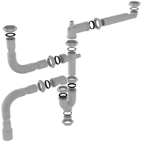 Сифон для мойки двойной Equation 40 мм без выпуска 2 отвода