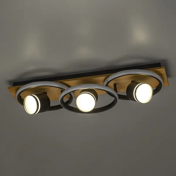 Люстра потолочная Falena 51443 9 с пультом управления 3 лампы 37 м² цвет черный/коричневый