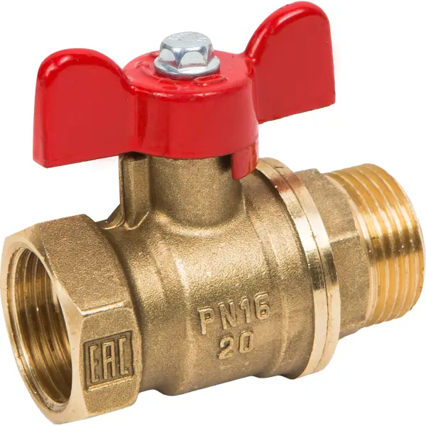 Кран шаровой прямой Valfex VF.218.LB1.034 DN20 PN24 3/4" ВР/НР ручка бабочка латунь