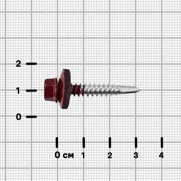 Саморезы кровельные по металлу Standers с пресс-шайбой RAL3005 5.5x32 8 шт.