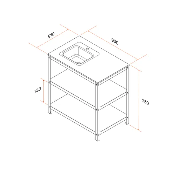 Стол уличный Gratar Patio P-02 с мойкой 90x57x93 см