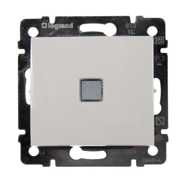 Выключатель одноклавишный с подсветкой - Legrand Valena - 10А 250В схема 1L безвинтовые зажимы - слоновая кость