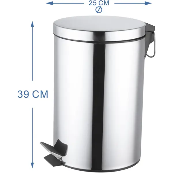 Бак для мусора в ванную комнату KONSENSA Терни 12 л сталь цвет хром