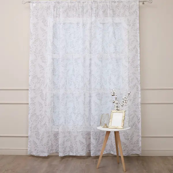 Тюль на ленте Фрейя 300x260 см цвет серый