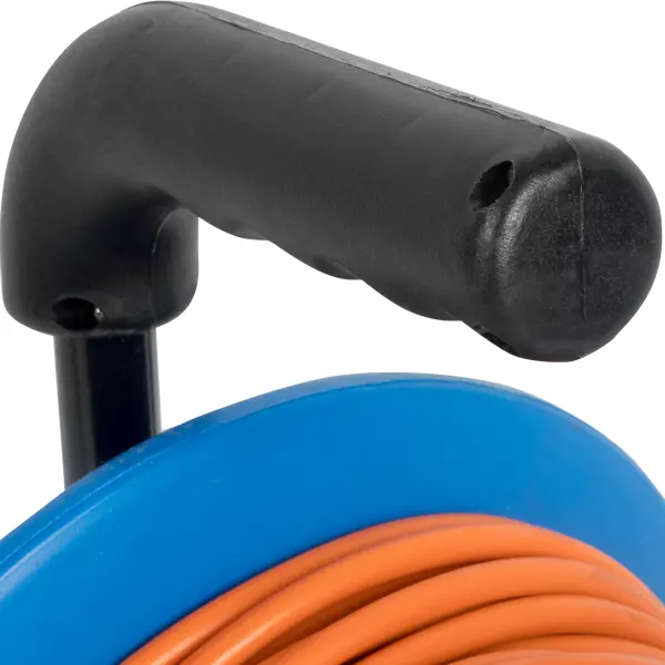 Удлинитель на катушке садовый 1 розетка без заземления 2x0.75 мм 30 м цвет оранжевый/синий