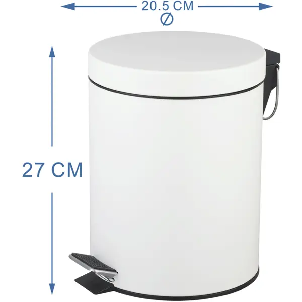 Контейнер для мусора для ванной KONSENSA Терни 5 л сталь цвет белый