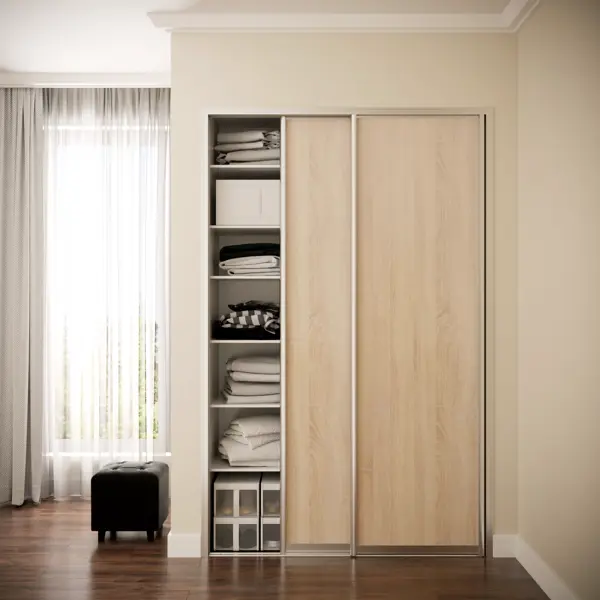 Дверь-купе SPACEO 2255x904 мм высота проема 2300 мм ЛДСП цвет дуб сонома/матовое серебро широкий профиль