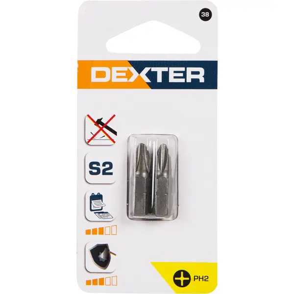 Бита крестовая Dexter XM38DT-3 PH2x25 мм, 2 шт.