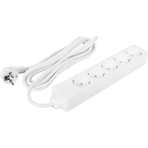 Удлинитель бытовой Lexman 5 розеток с заземлением 350x110x65 мм 3 м цвет белый