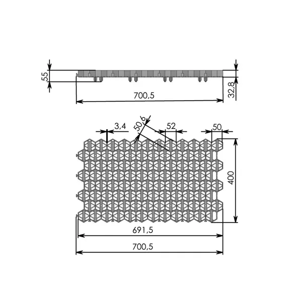 Решетка газонная Geolia 70x40x3.2 см полипропилен черный 4 шт